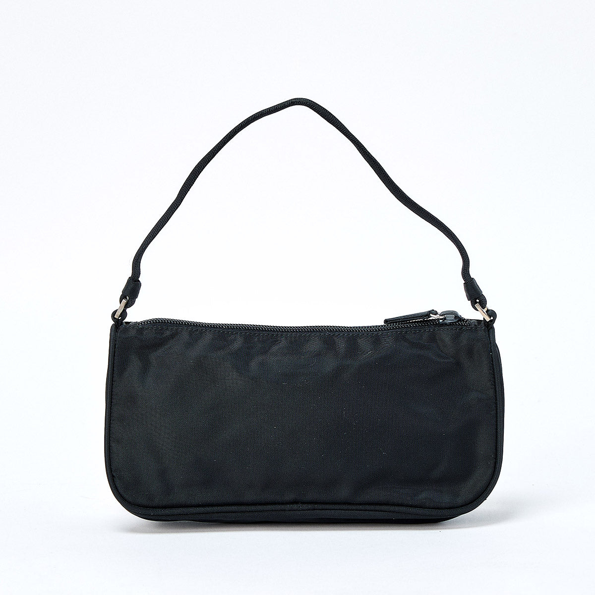 PRADA Triangle Hand Bag Black Silver Tessuto Auth