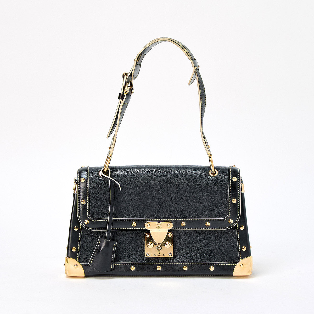 LOUIS VUITTON Suhali Tarantu Shoulder Bag M91820 Black Gold Leather Auth