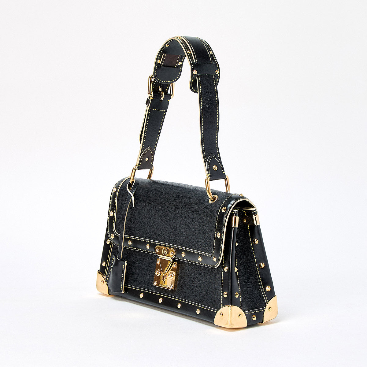 LOUIS VUITTON Suhali Tarantu Shoulder Bag M91820 Black Gold Leather Auth