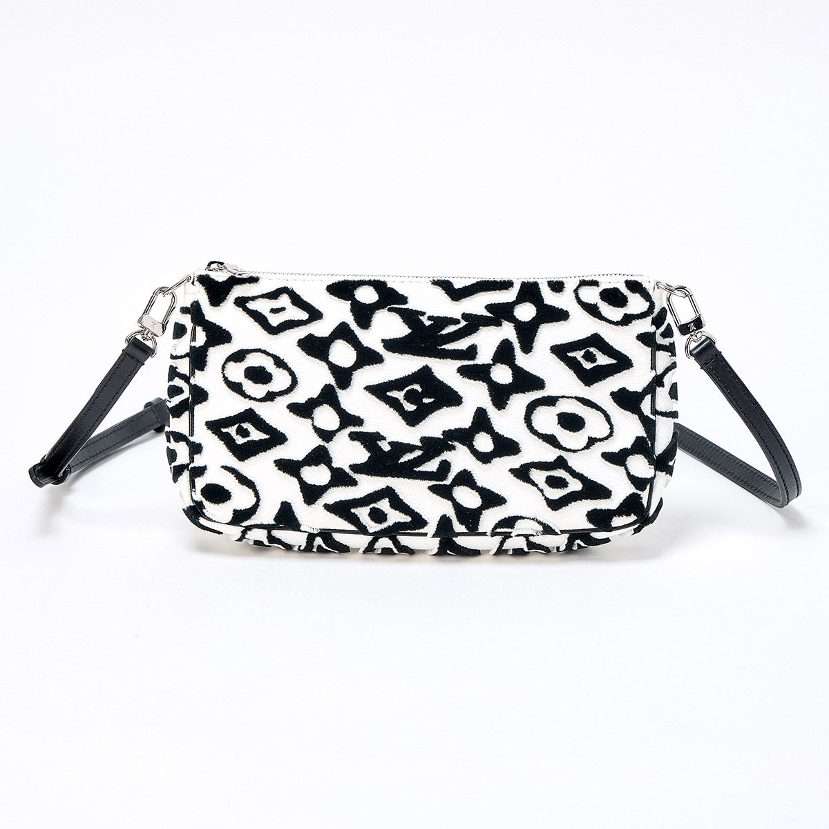 LOUIS VUITTON Pochette Accessoires Monogram 2021 Shoulder Bag White Black Silver Monogram Auth