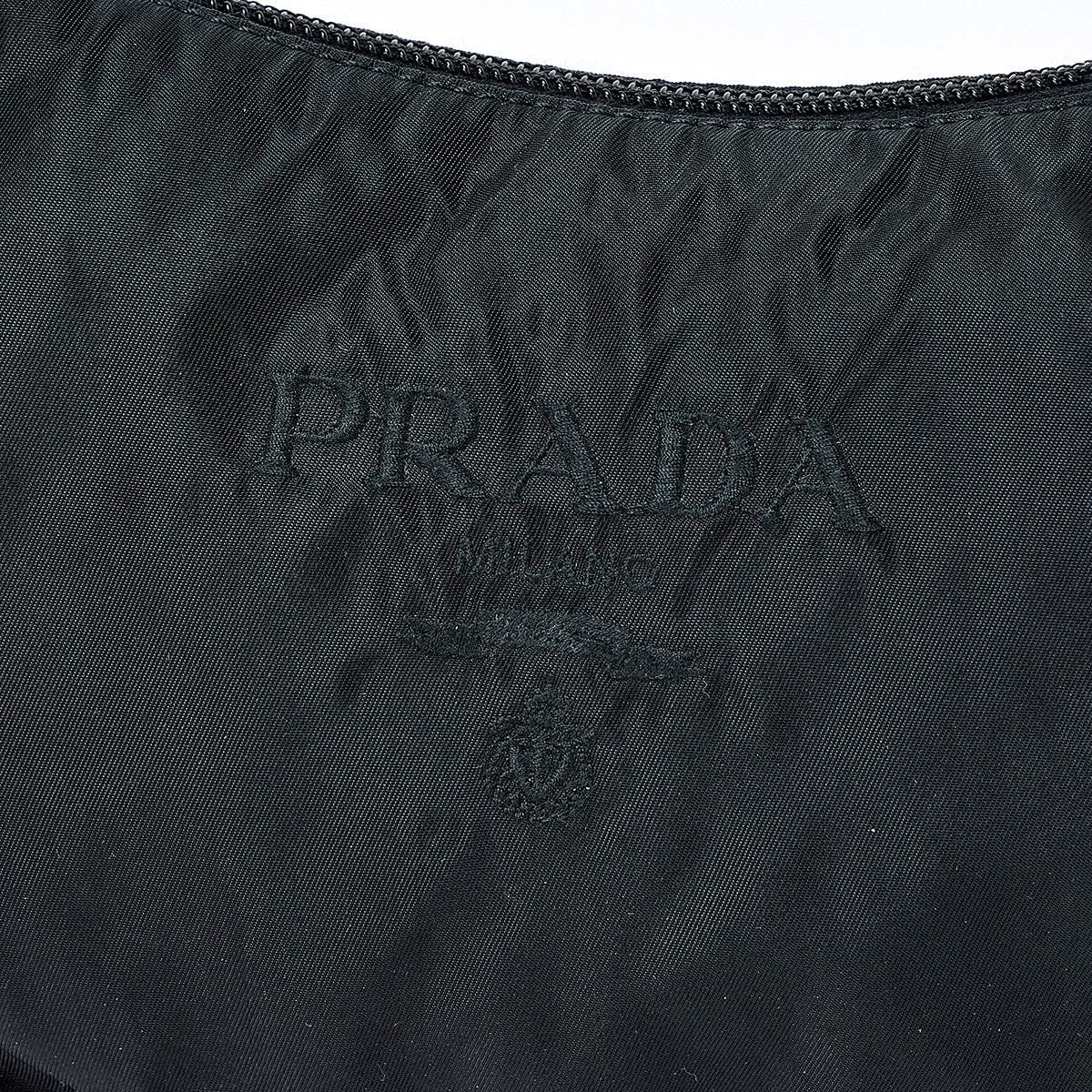 PRADA Logo Hand Bag Black Silver Tessuto Auth