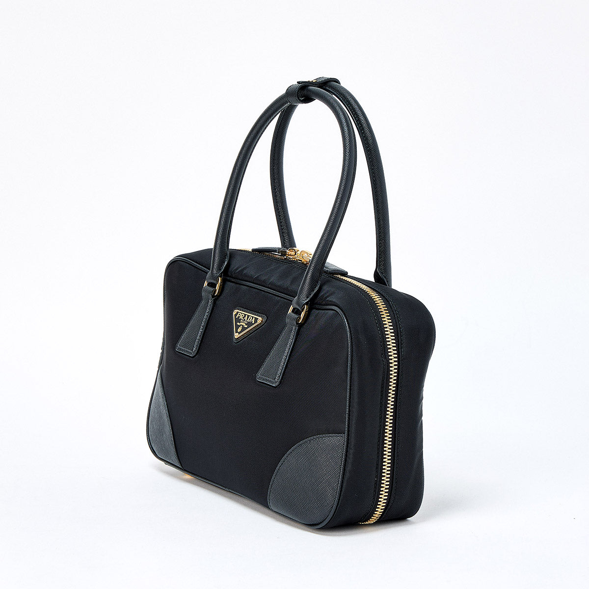 PRADA RE-NYLON Re-Edition 1978 Hand Bag Black Gold Tessuto Auth