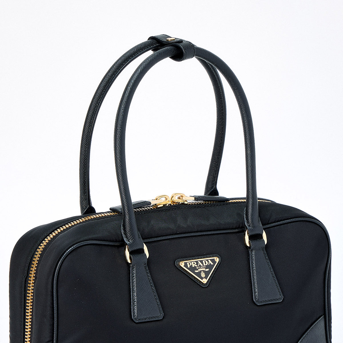 PRADA RE-NYLON Re-Edition 1978 Hand Bag Black Gold Tessuto Auth