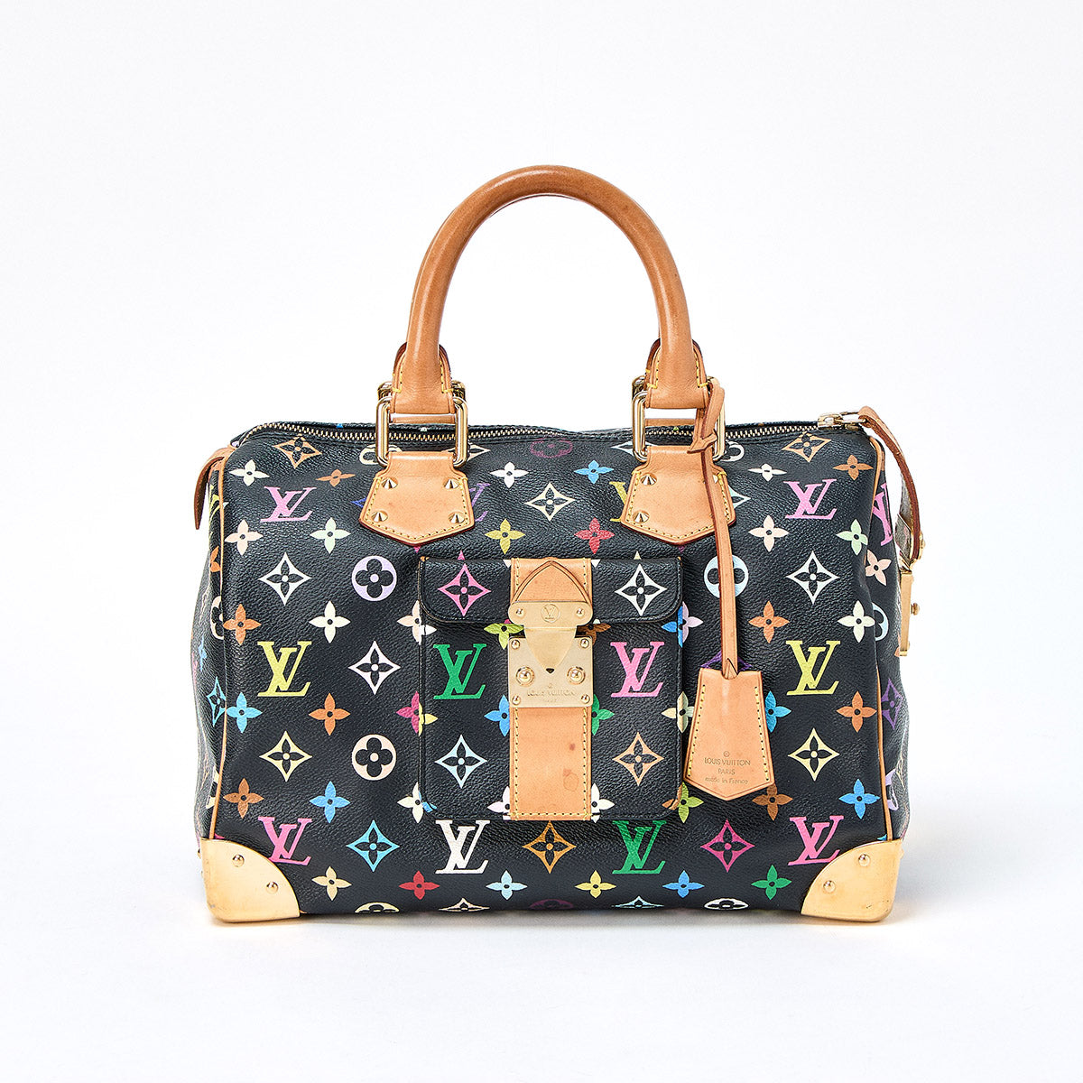 LOUIS VUITTON Speedy 30 Noir Monogram Multicolor Hand Bag Black Gold PVC Auth