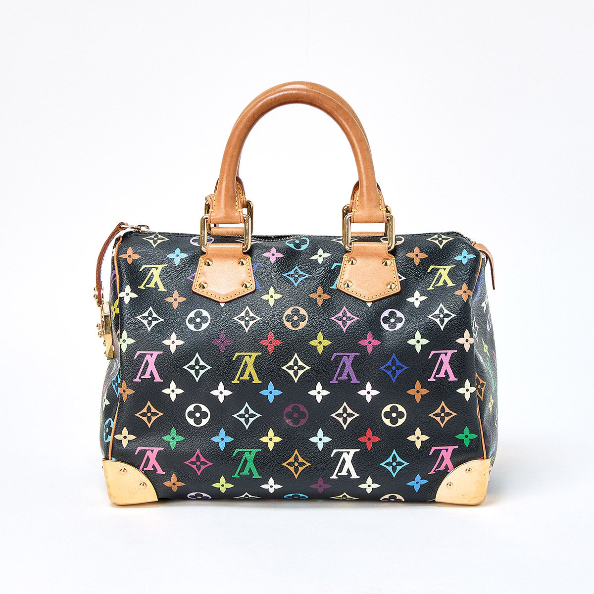 LOUIS VUITTON Speedy 30 Noir Monogram Multicolor Hand Bag Black Gold PVC Auth