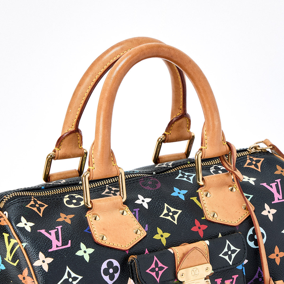 LOUIS VUITTON Speedy 30 Noir Monogram Multicolor Hand Bag Black Gold PVC Auth