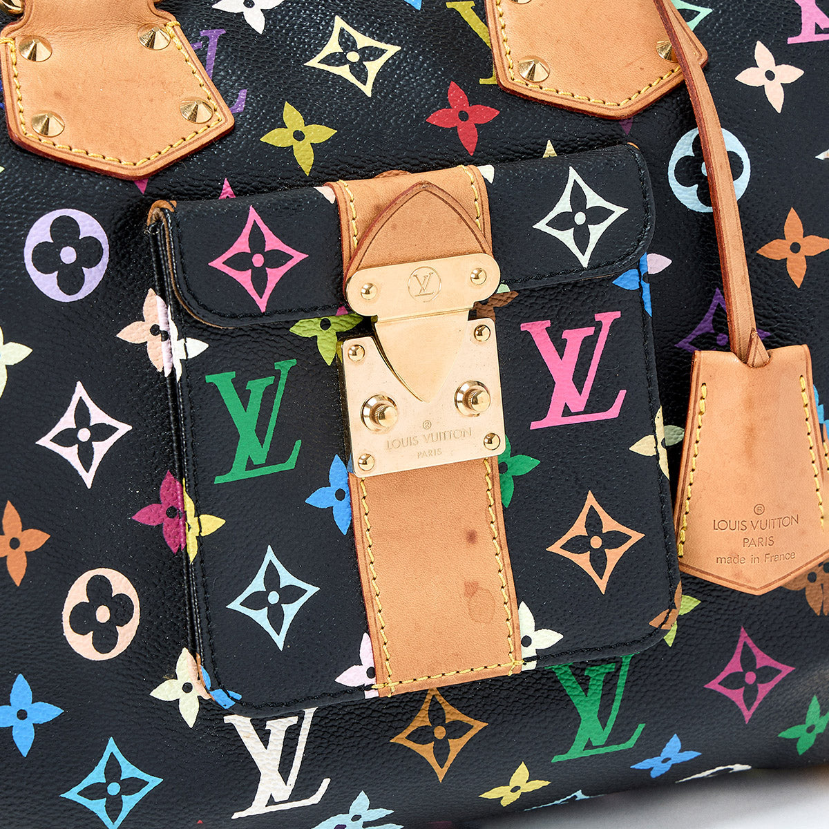 LOUIS VUITTON Speedy 30 Noir Monogram Multicolor Hand Bag Black Gold PVC Auth