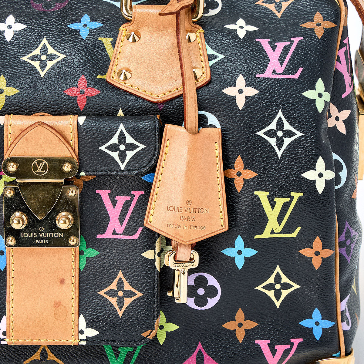 LOUIS VUITTON Speedy 30 Noir Monogram Multicolor Hand Bag Black Gold PVC Auth
