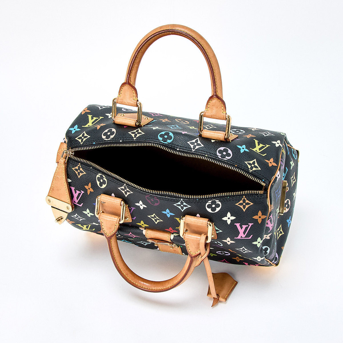 LOUIS VUITTON Speedy 30 Noir Monogram Multicolor Hand Bag Black Gold PVC Auth