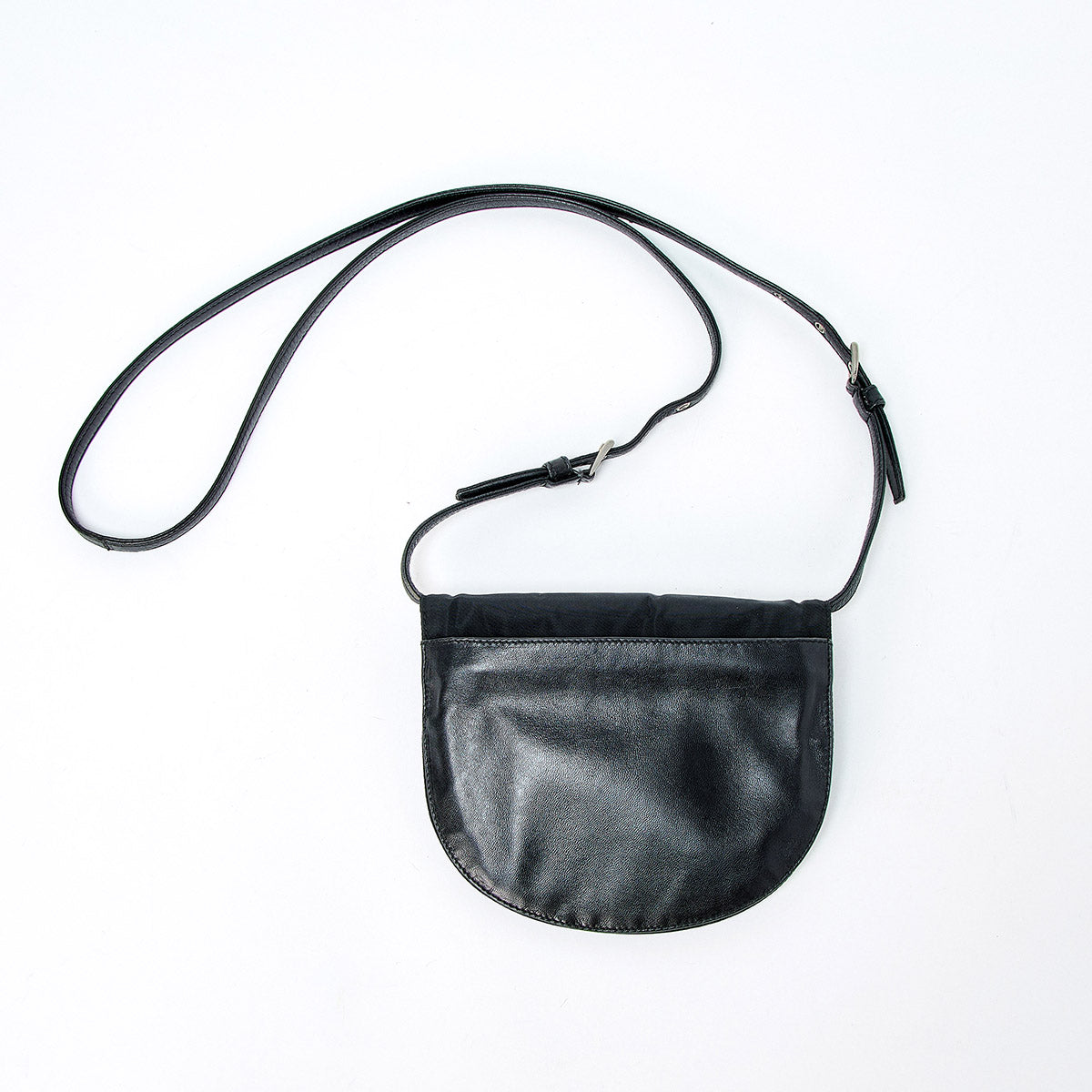 PRADA Triangle Shoulder Bag Black Silver Tessuto Auth