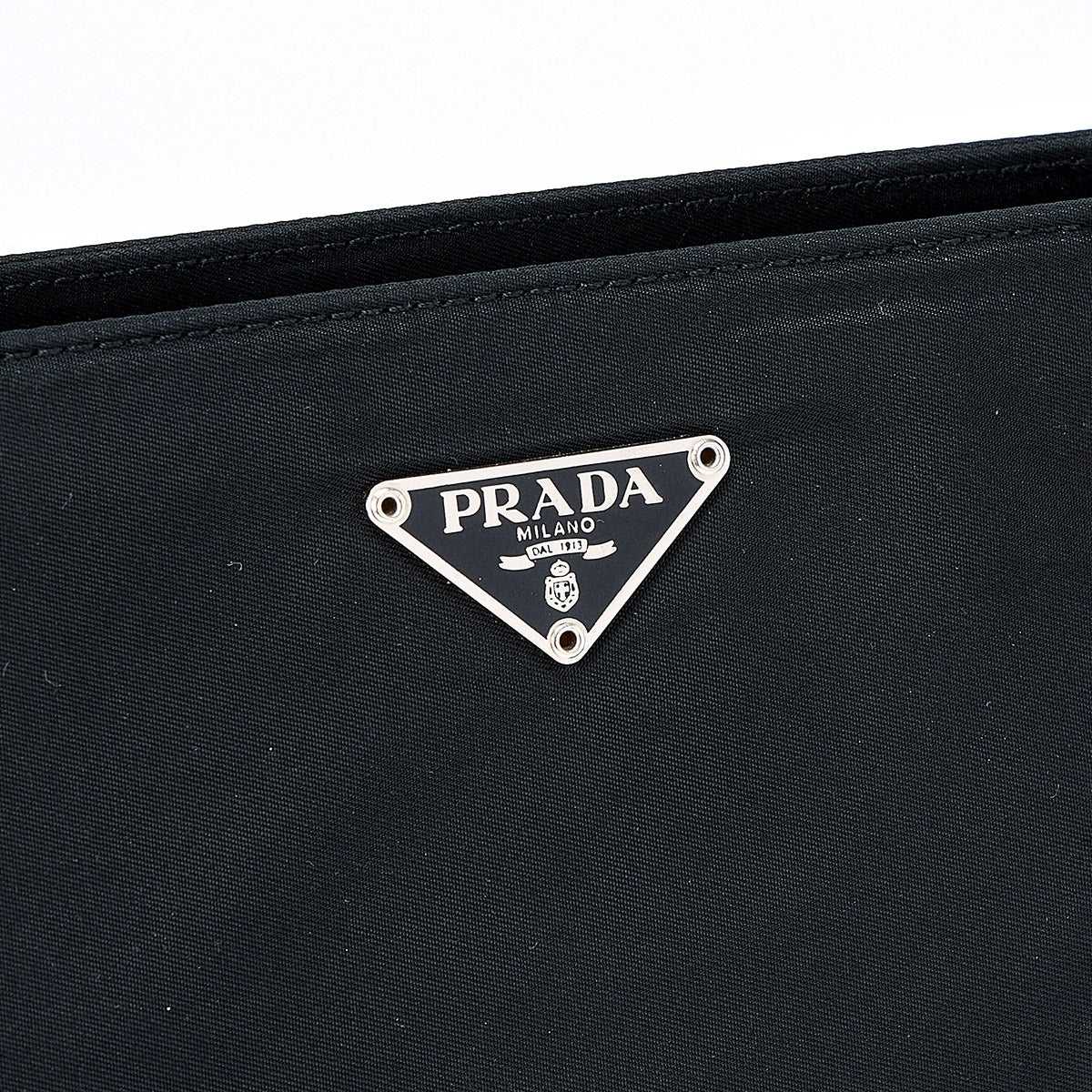 PRADA Triangle Shoulder Bag Black Silver Tessuto Auth