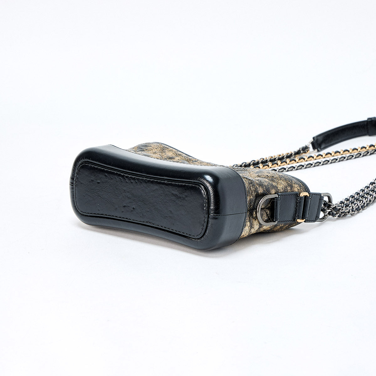 CHANEL Gabriel 2018 Shoulder Bag Gold Black Silver Lamb Skin Auth