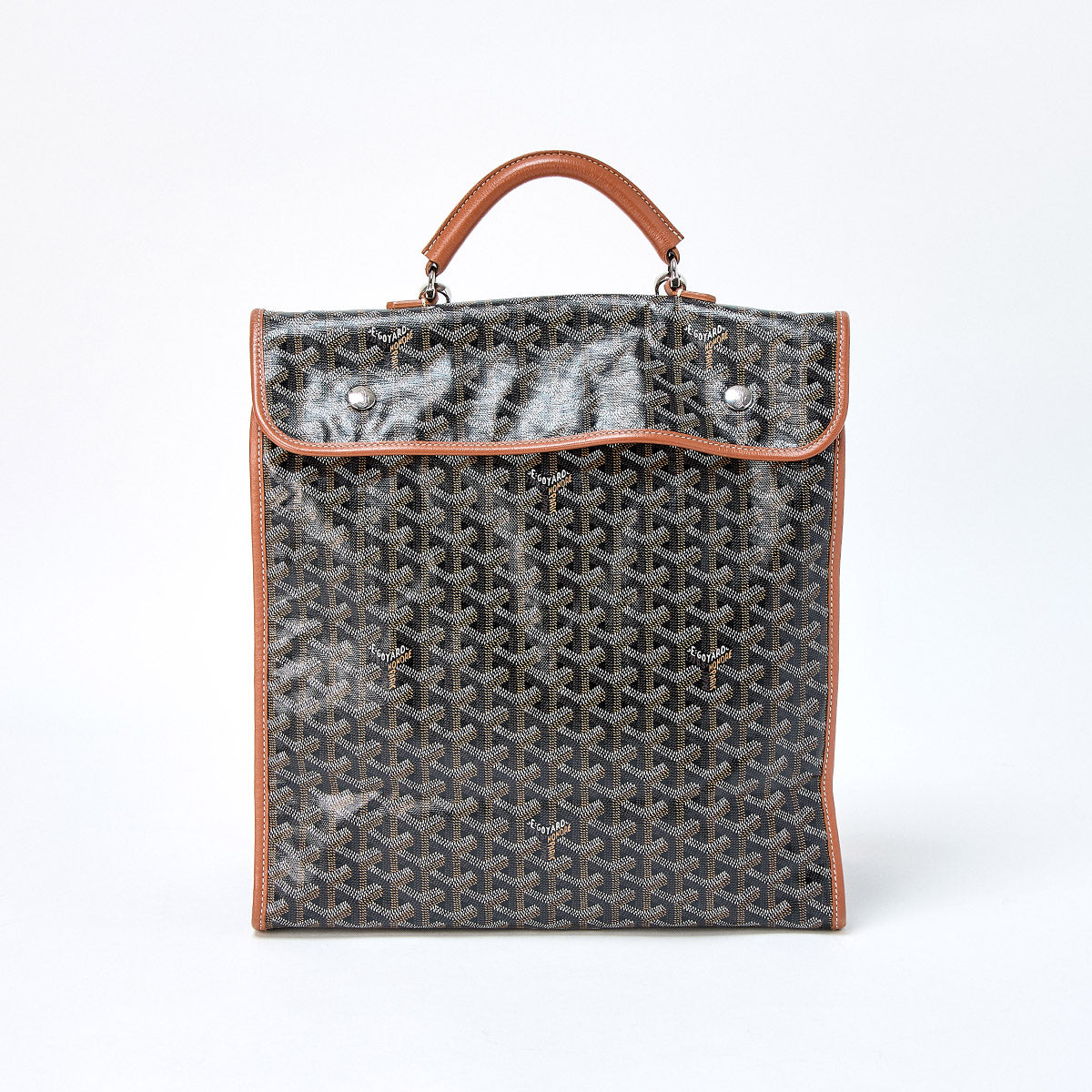GOYARD Backpack Saint Leger Brown White Silver PVC Leather