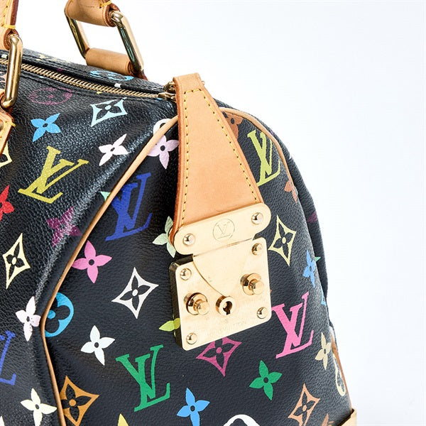 LOUIS VUITTON Speedy Monogram Multicolor 30 Hand Bag Multicolor Black Gold PVC Auth