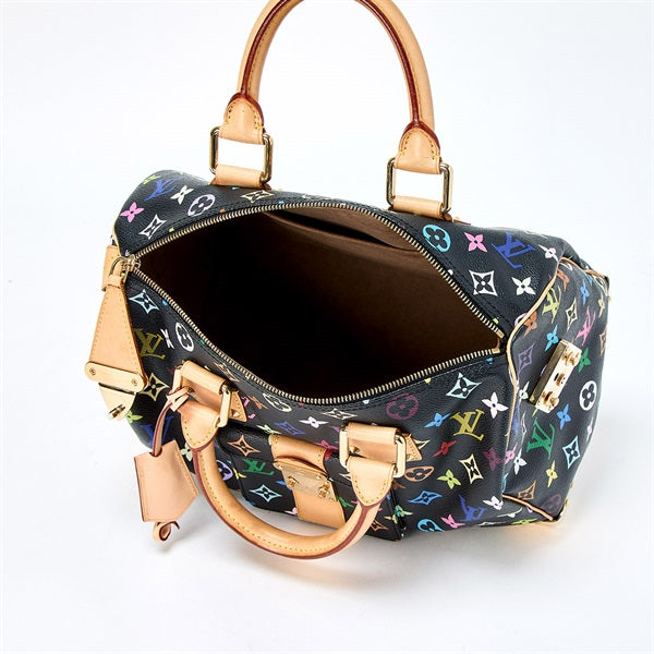 LOUIS VUITTON Speedy Monogram Multicolor 30 Hand Bag Multicolor Black Gold PVC Auth