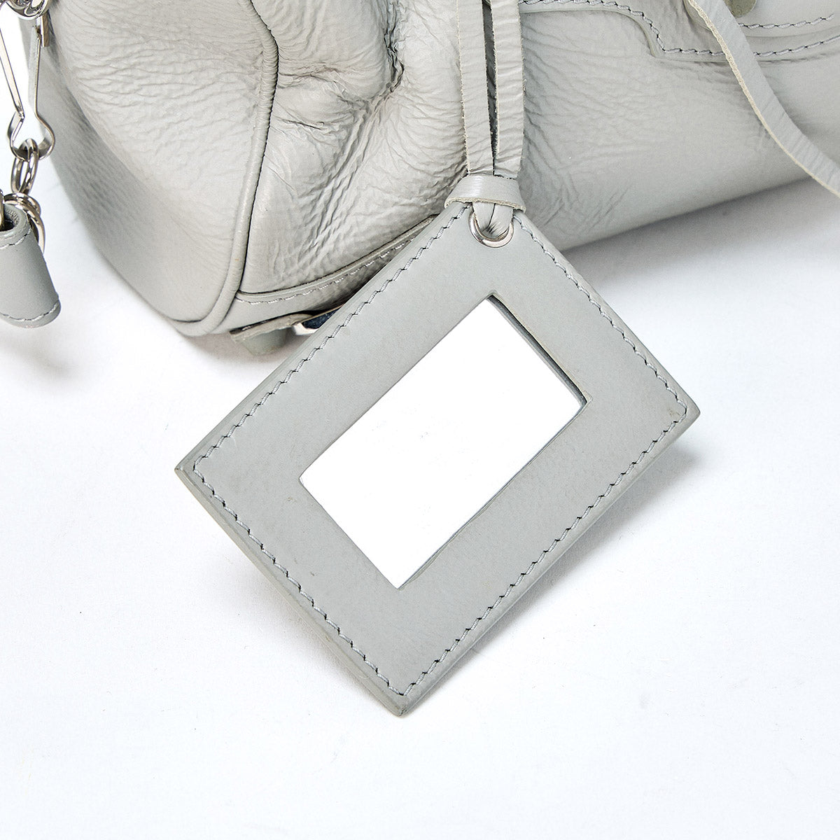 BALENCIAGA Classic Mini Twiggy Handbag Grey Silver Leather Auth