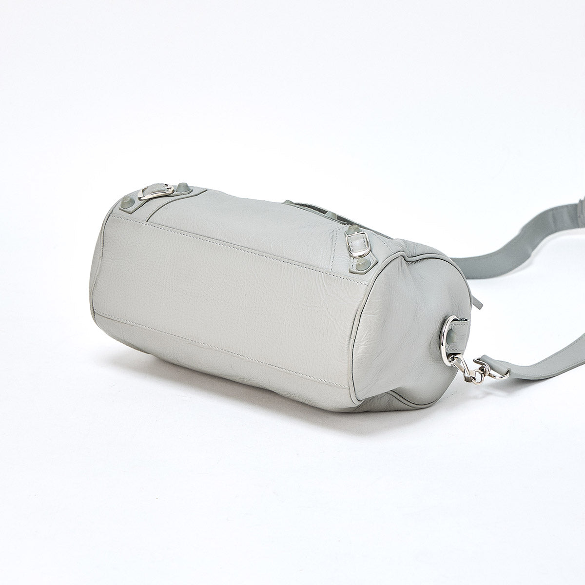 BALENCIAGA Classic Mini Twiggy Handbag Grey Silver Leather Auth