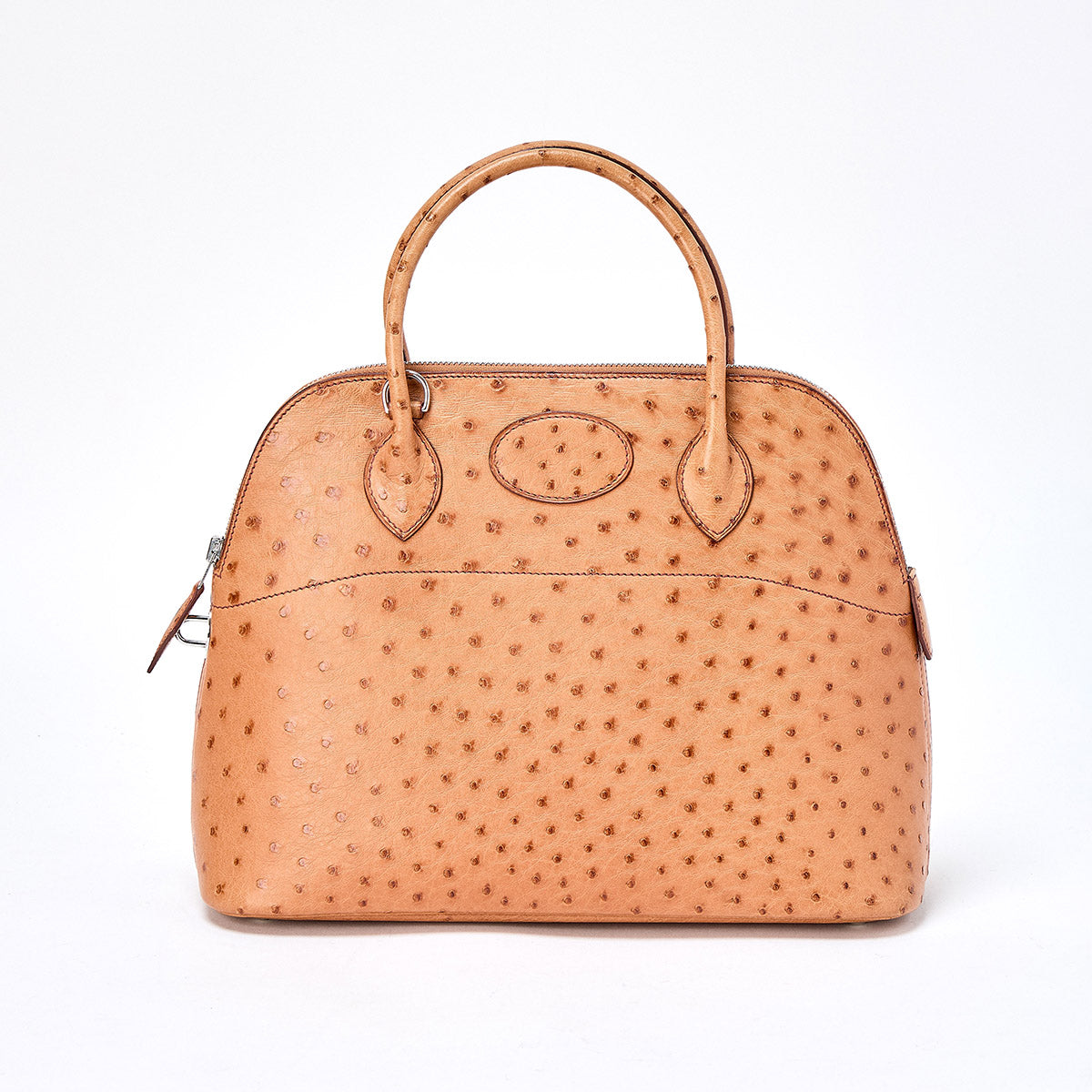 HERMES Bolide 31 2004 □H Handbag Chestnut Silver Ostrich