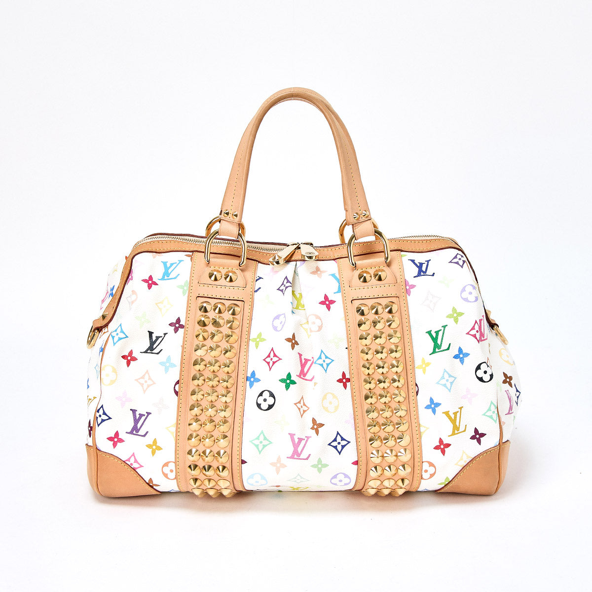 LOUIS VUITTON Monogram Multicolor Courtney GM Hand Bag M40260 Multicolor Blanc Gold PVC Auth