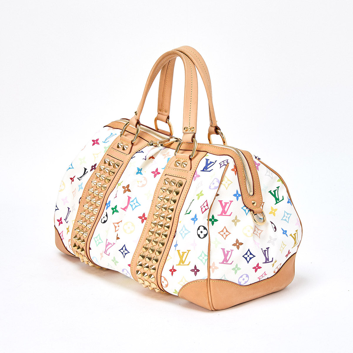LOUIS VUITTON Monogram Multicolor Courtney GM Hand Bag M40260 Multicolor Blanc Gold PVC Auth