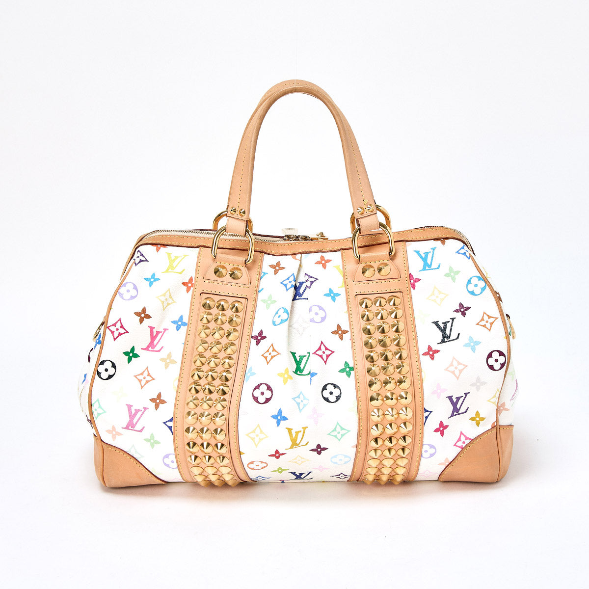 LOUIS VUITTON Monogram Multicolor Courtney GM Hand Bag M40260 Multicolor Blanc Gold PVC Auth