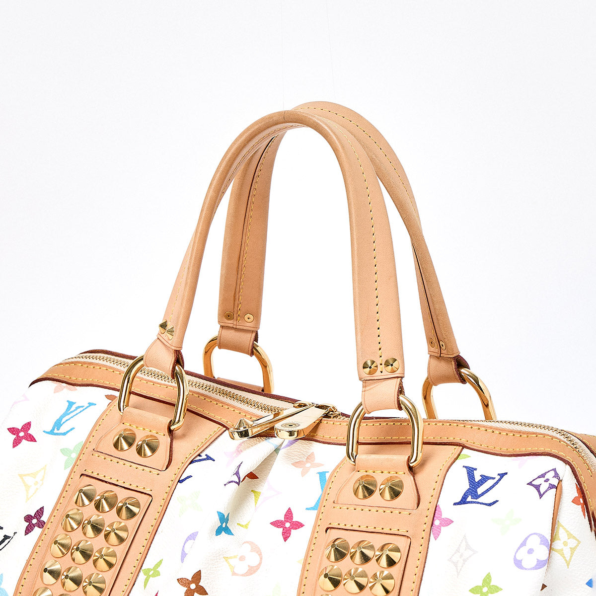 LOUIS VUITTON Monogram Multicolor Courtney GM Hand Bag M40260 Multicolor Blanc Gold PVC Auth
