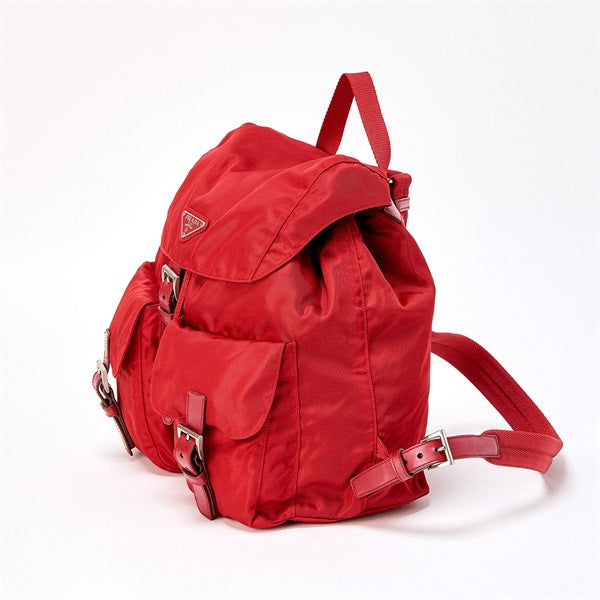 PRADA Triangle Backpack Red Silver Tessuto