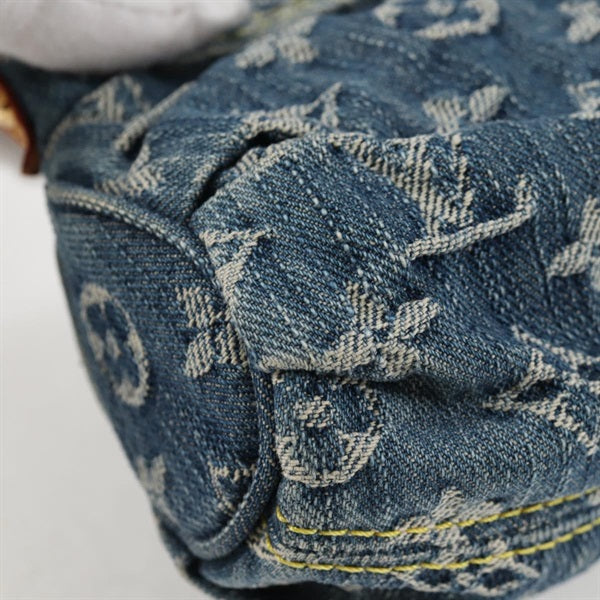 LOUIS VUITTON Pretty Mini Shoulder Bag Blue Gold Denim Auth