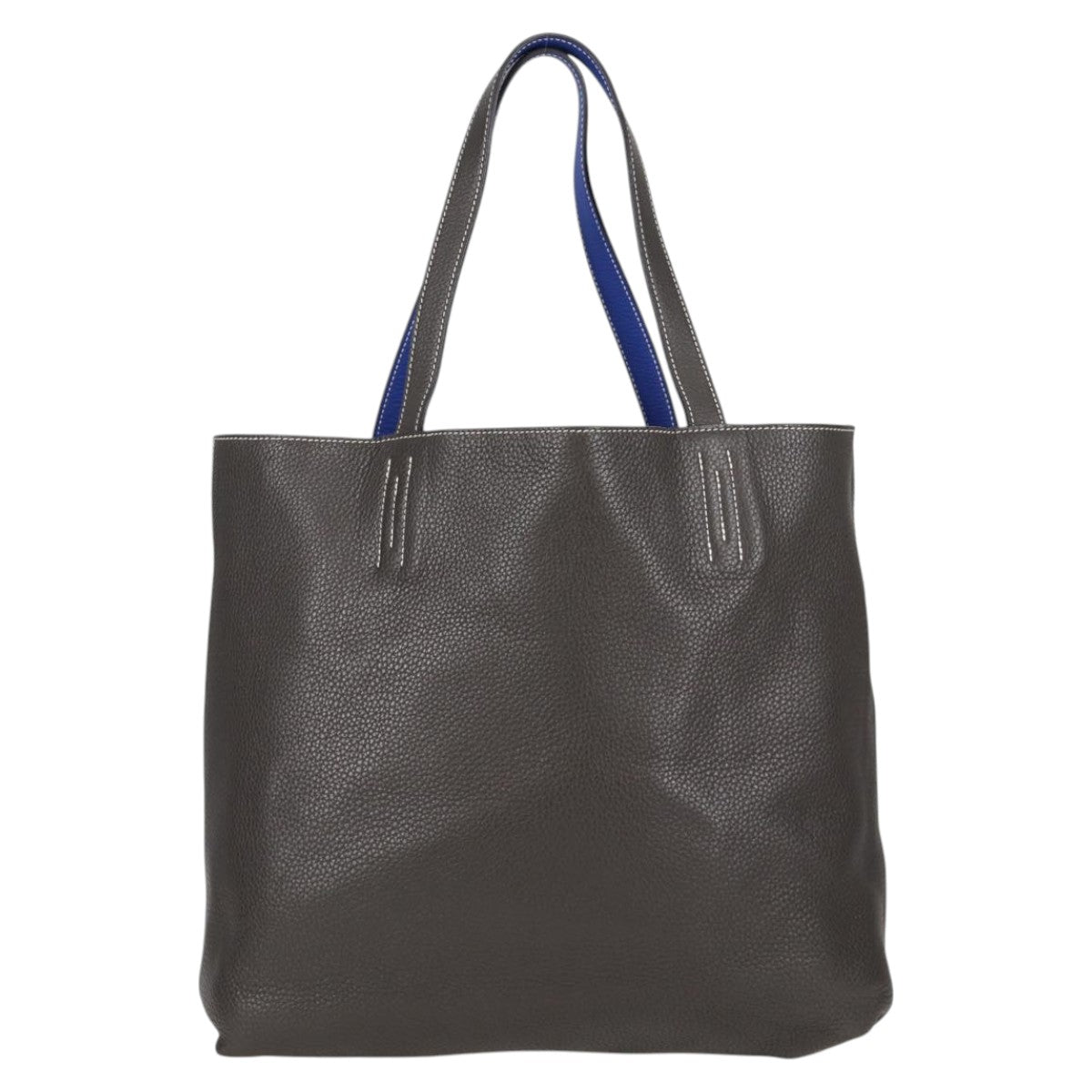 HERMES Double Sens 45 2013 □Q Tote Bag Etain Blue Electric Taurillon Clemence