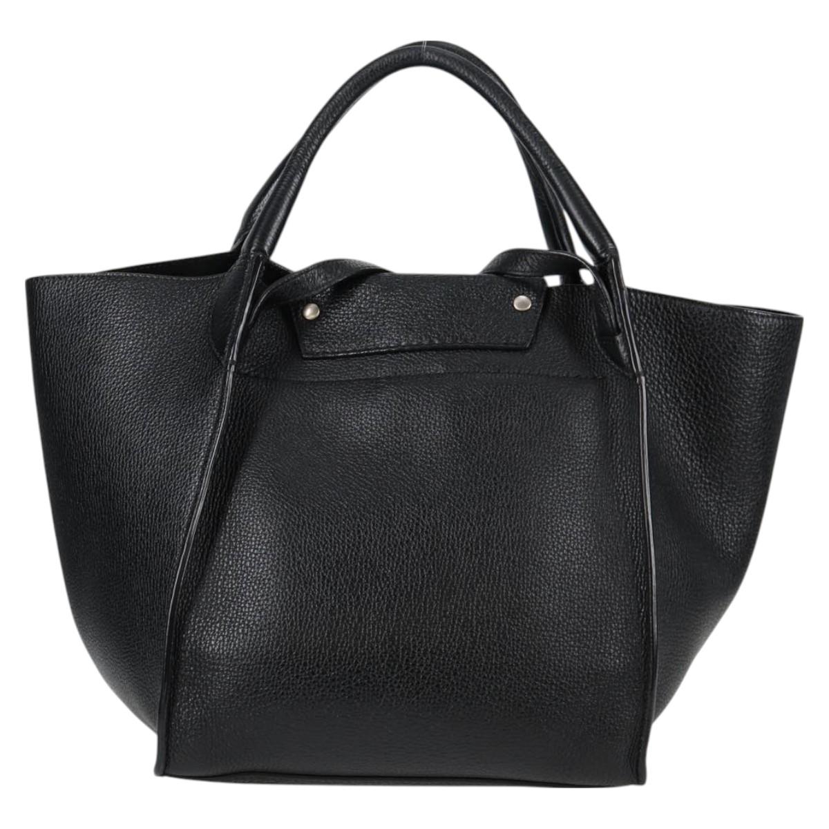CELINE Big Bag Handbag Black Silver Leather