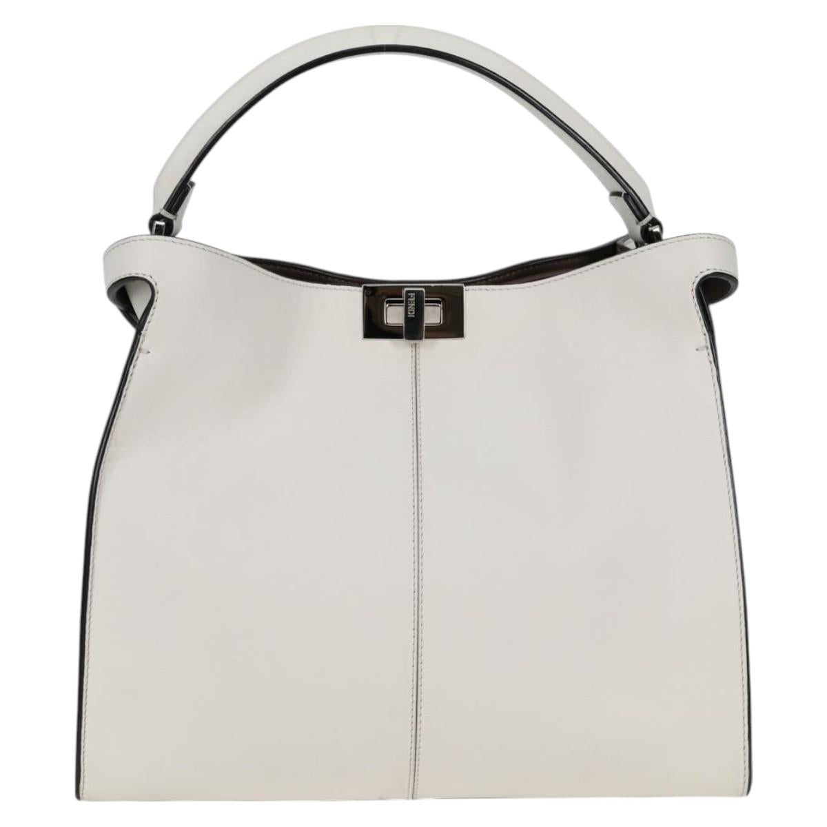 FENDI Peekaboo X-Lite Handbag White Silver Leather