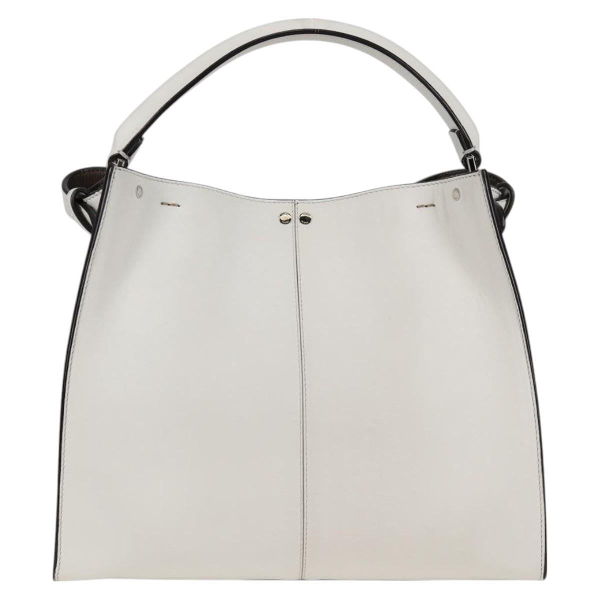FENDI Peekaboo X-Lite Handbag White Silver Leather