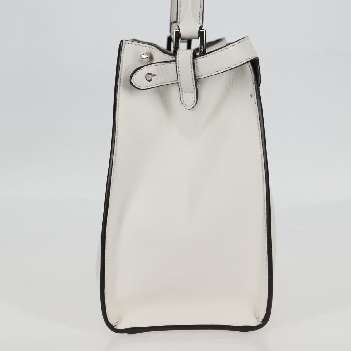 FENDI Peekaboo X-Lite Handbag White Silver Leather