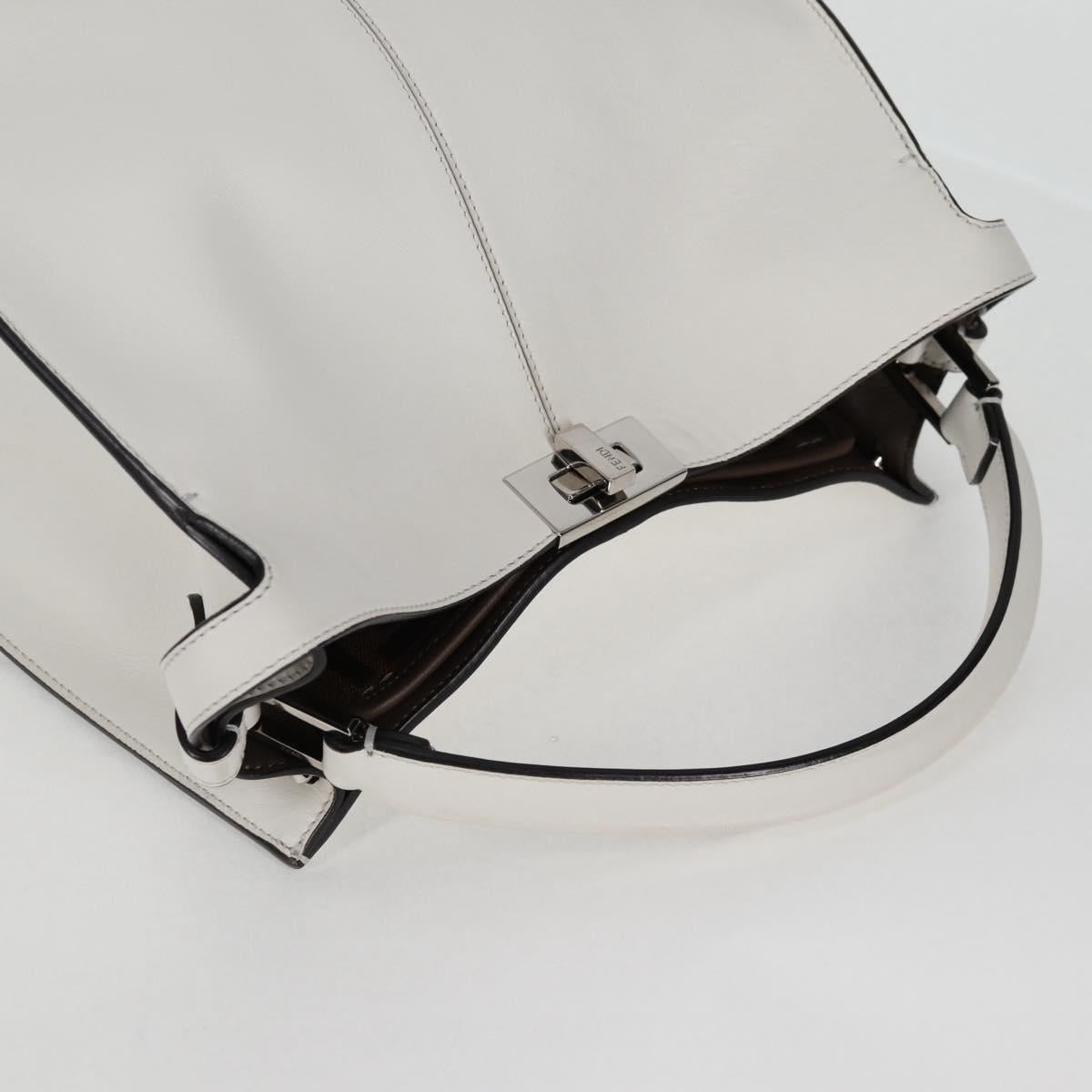 FENDI Peekaboo X-Lite Handbag White Silver Leather