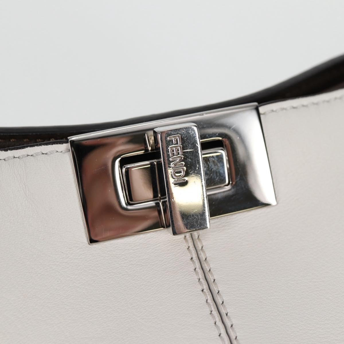 FENDI Peekaboo X-Lite Handbag White Silver Leather
