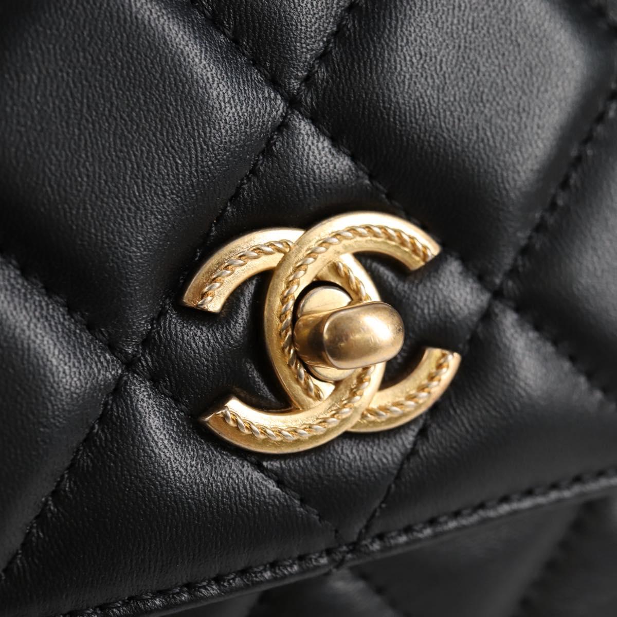 CHANEL Matelasse 2WAY Handbag Top Handle Bag 2021 Shoulder Bag Black Gold Lambskin
