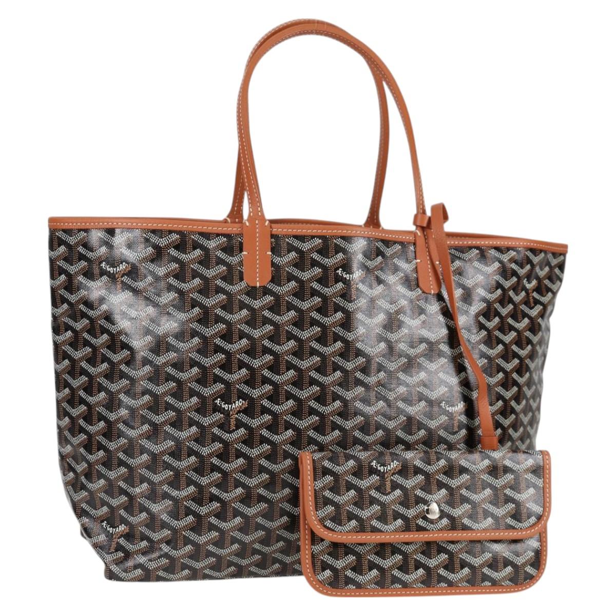 GOYARD Saint Louis PM Tote Bag Brown Black Silver PVC