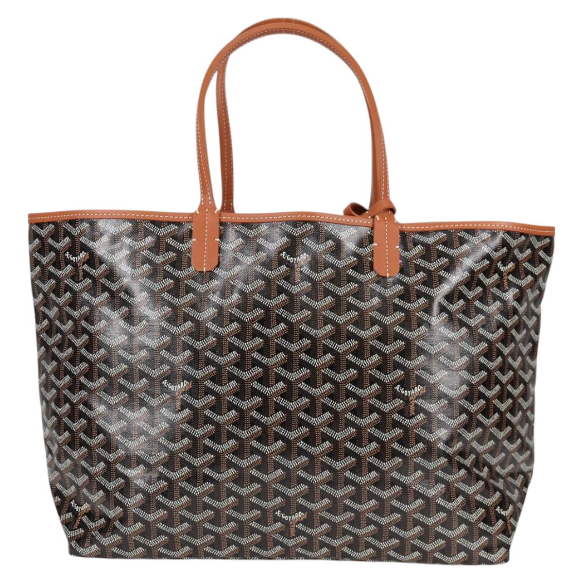 GOYARD Saint Louis PM Tote Bag Brown Black Silver PVC