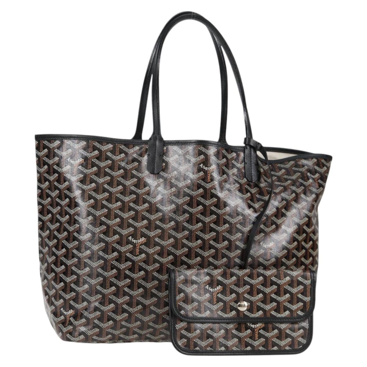 GOYARD Saint Louis PM Tote Bag Black Silver PVC