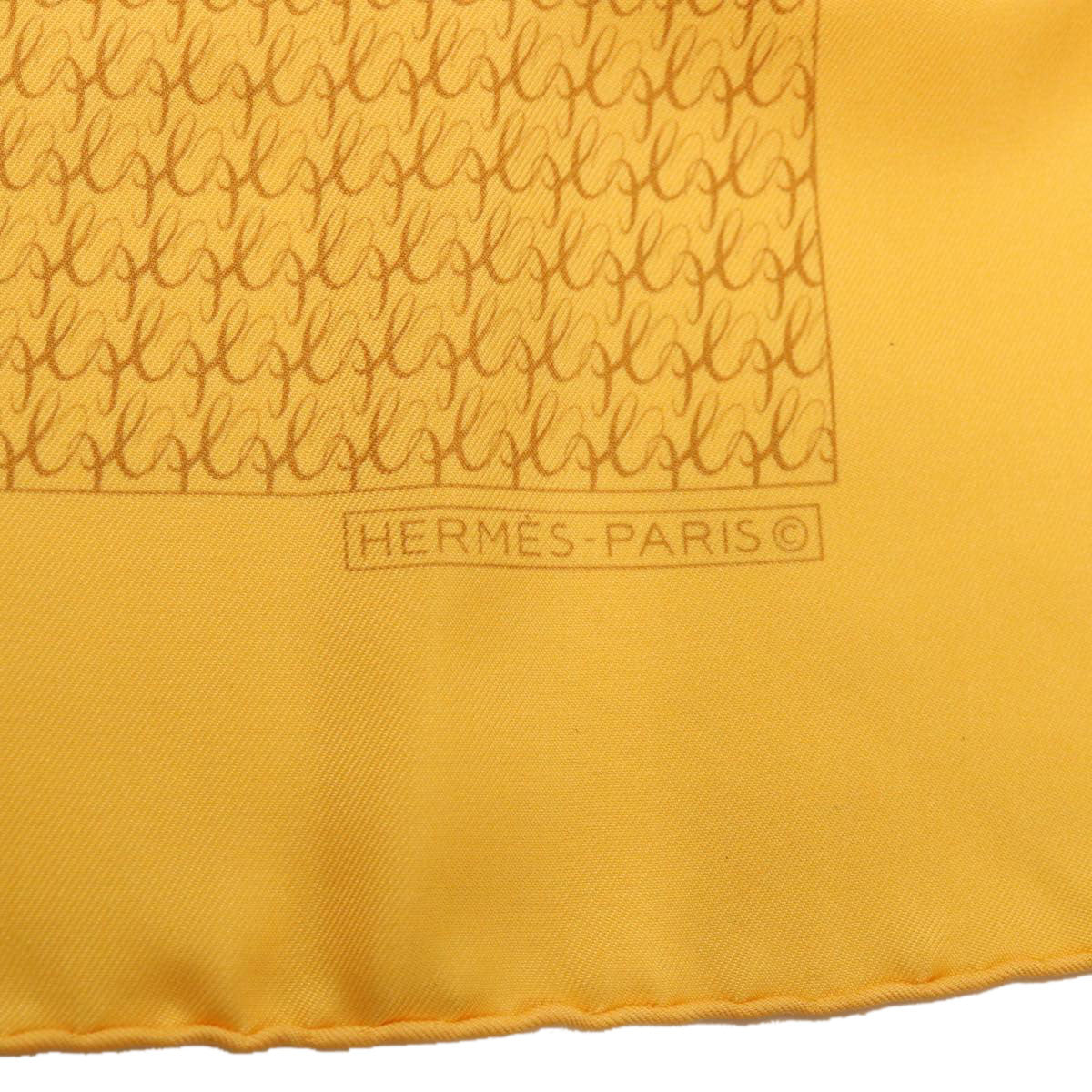 HERMES Scarf Silk 2Set Yellow Gray Auth ac1017