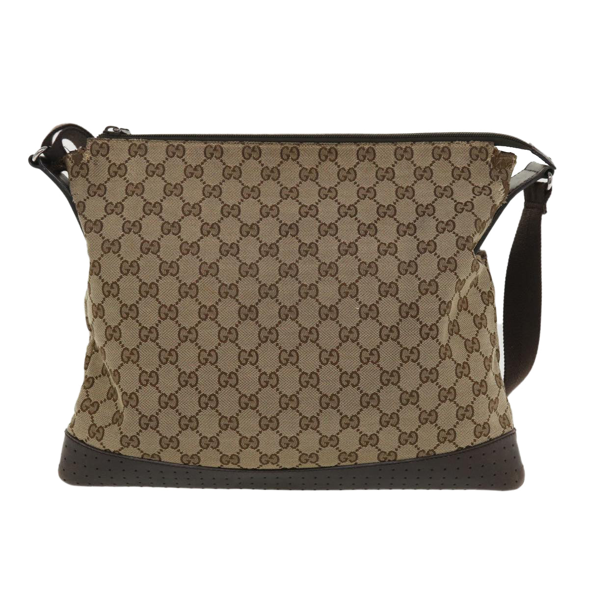 GUCCI GG Canvas Shoulder Bag Canvas Beige Brown 145856 Auth ac1754