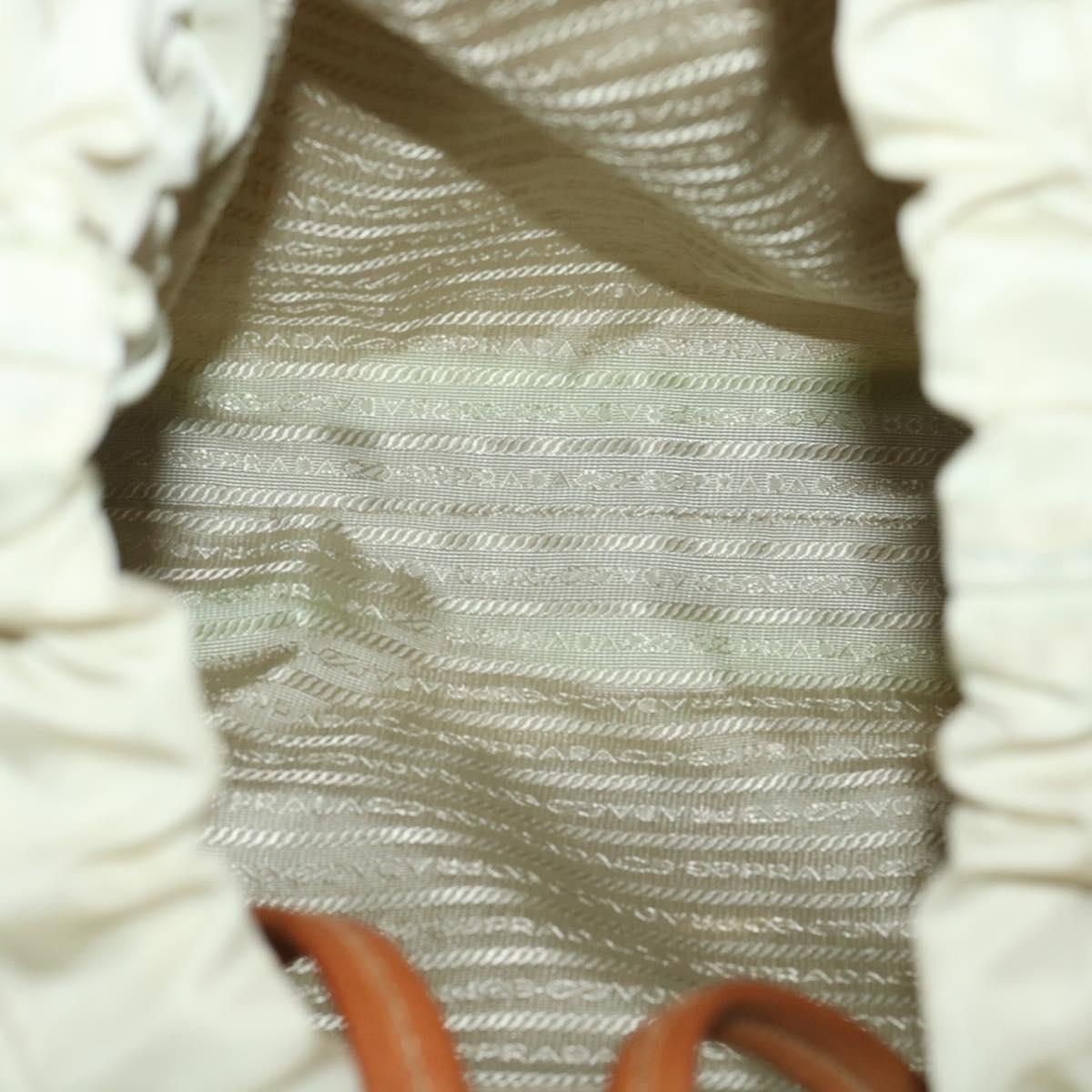 PRADA Shoulder Bag Nylon Beige Auth ac1841