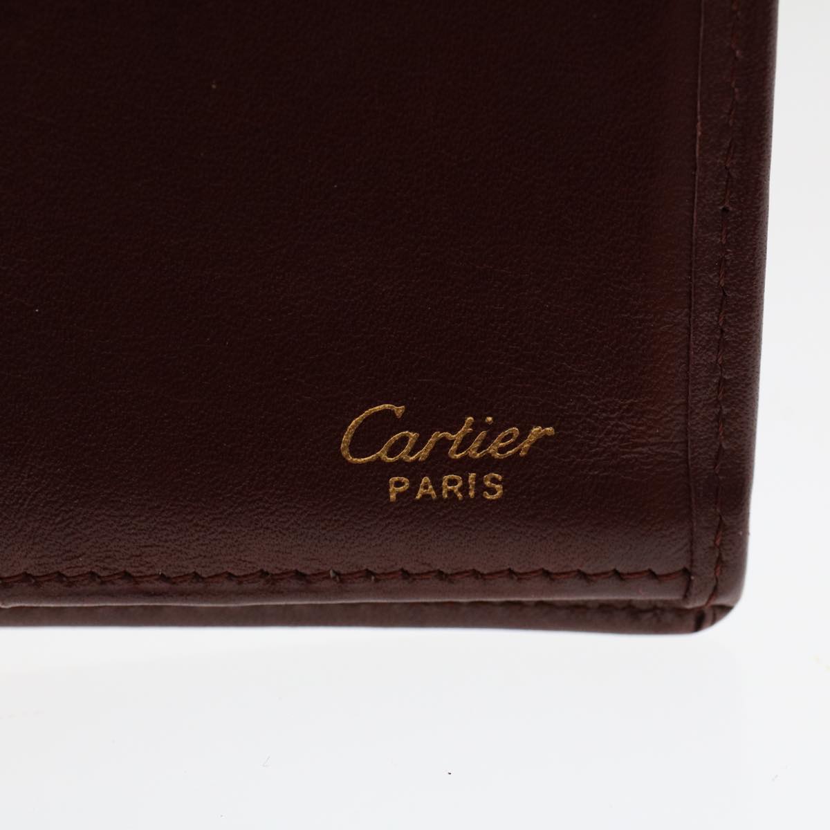 CARTIER Wallet Leather Red Auth ac2041