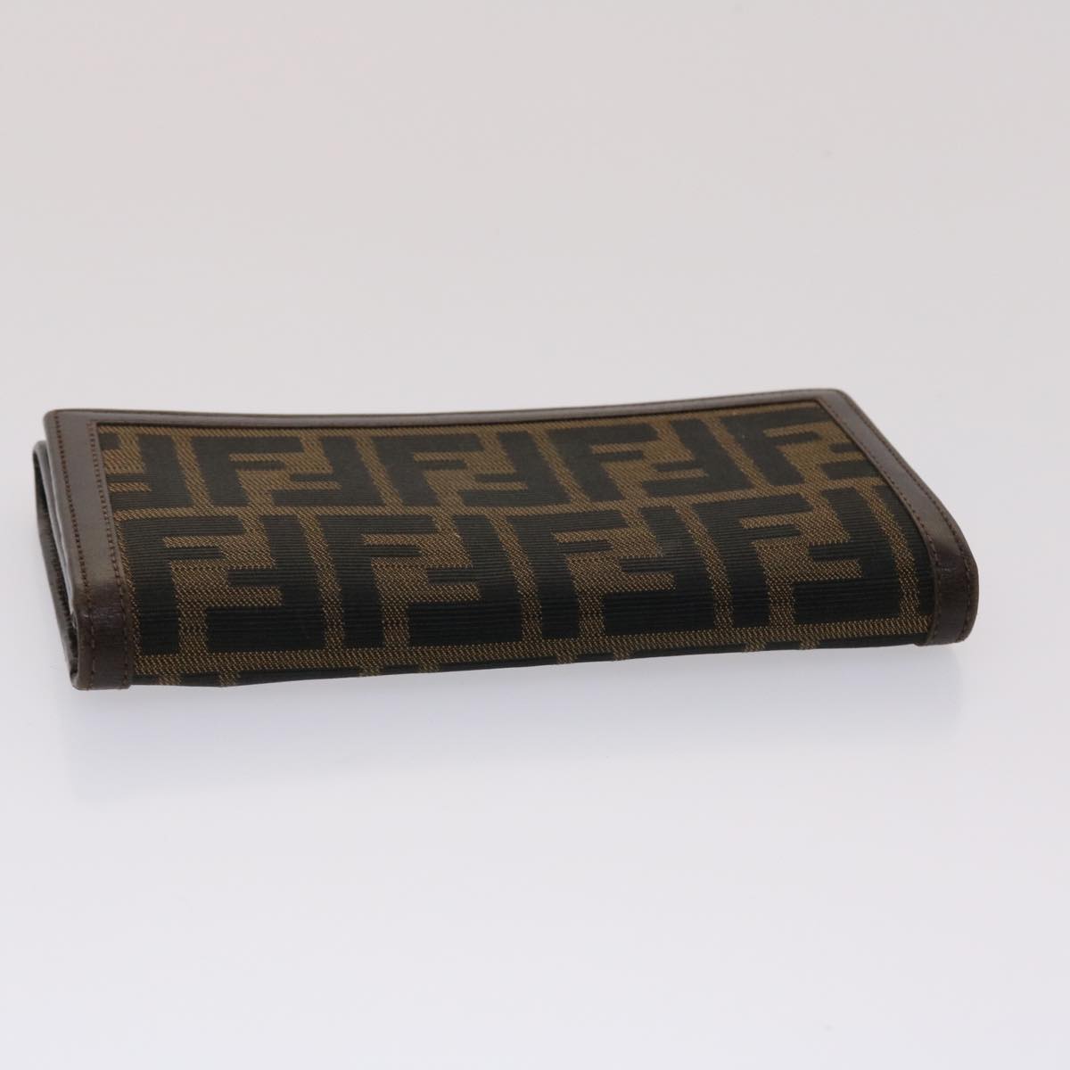 FENDI Zucca Canvas Long Wallet Black Brown Auth ac2048