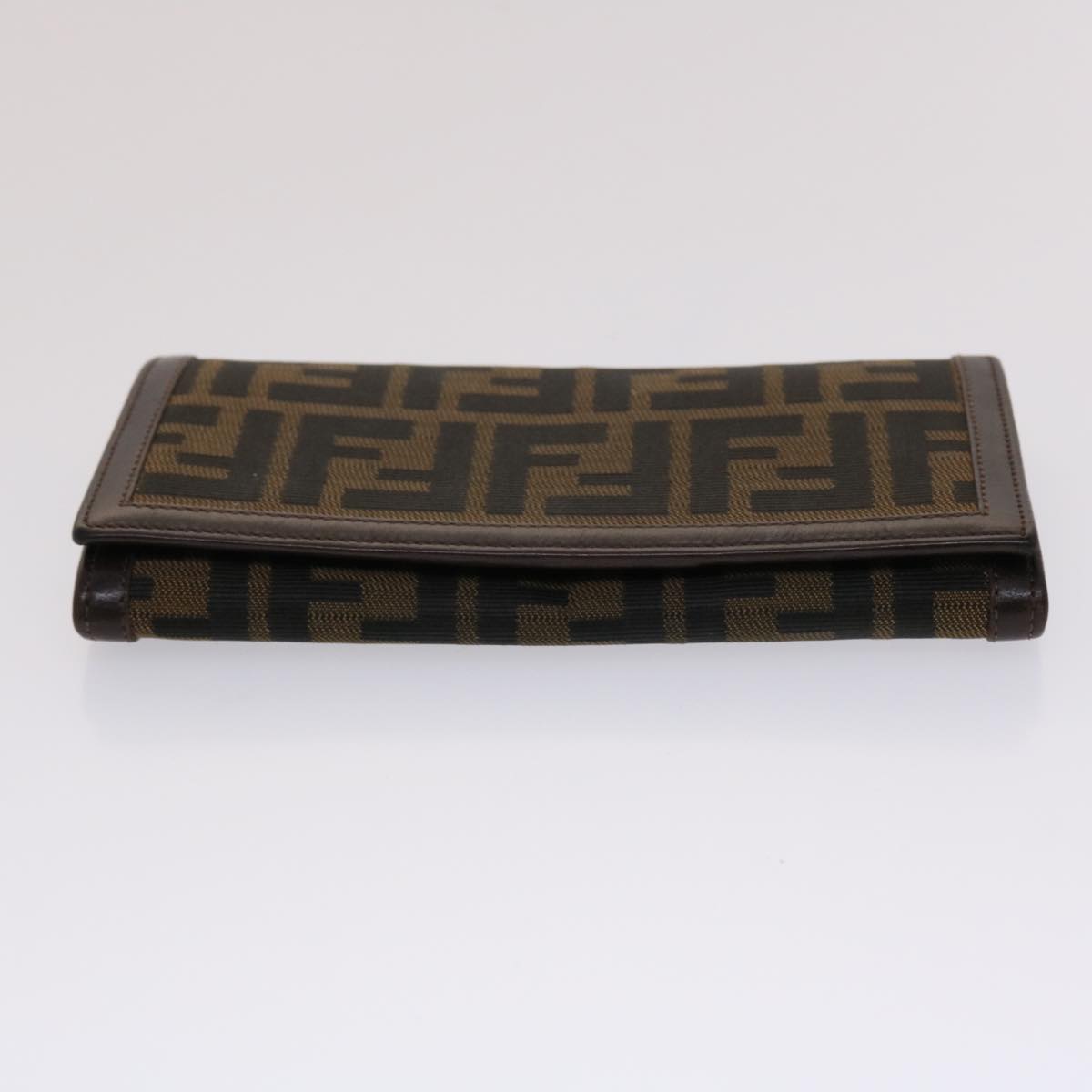 FENDI Zucca Canvas Long Wallet Black Brown Auth ac2048