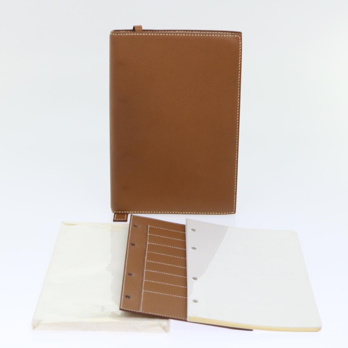 HERMES Day Planner Cover Leather Brown Auth ac2154