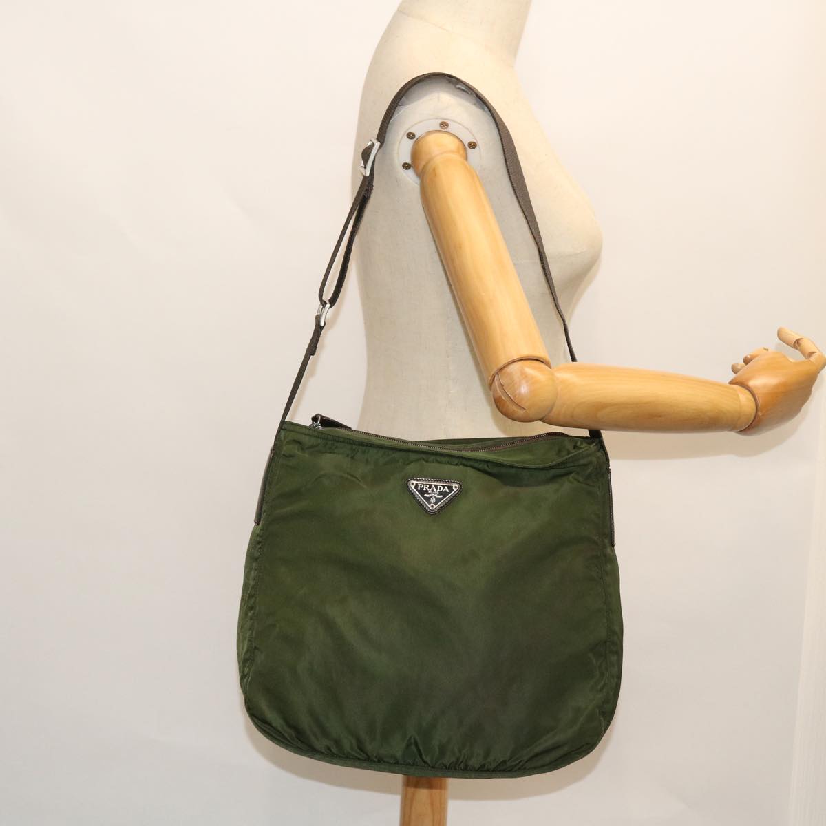 PRADA Shoulder Bag Nylon Green Auth ac2157