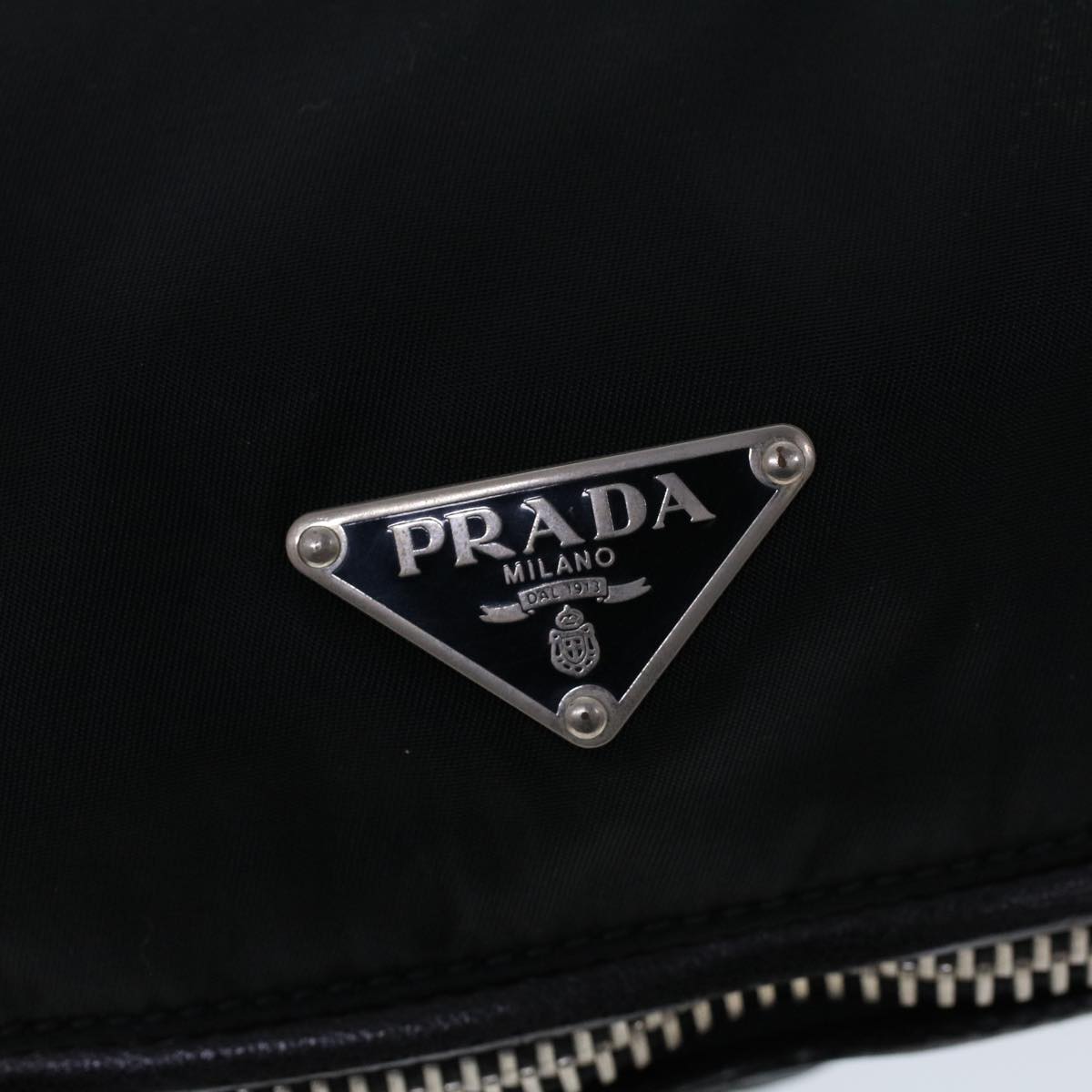 PRADA Shoulder Bag Nylon Leather Black Auth ac2158