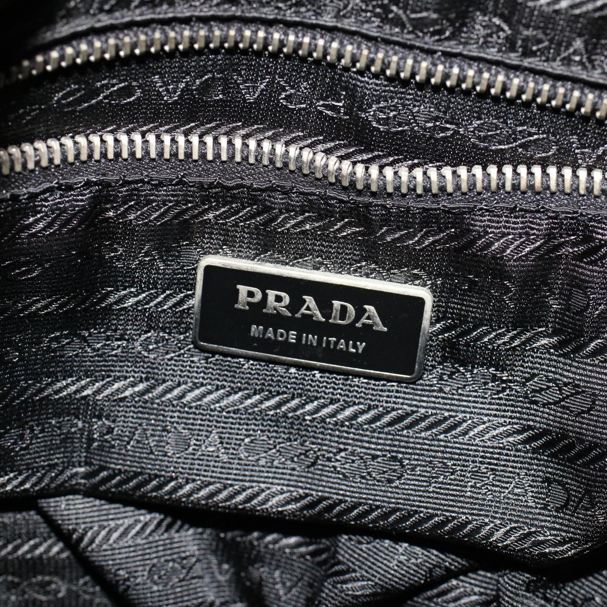 PRADA Shoulder Bag Nylon Leather Black Auth ac2158