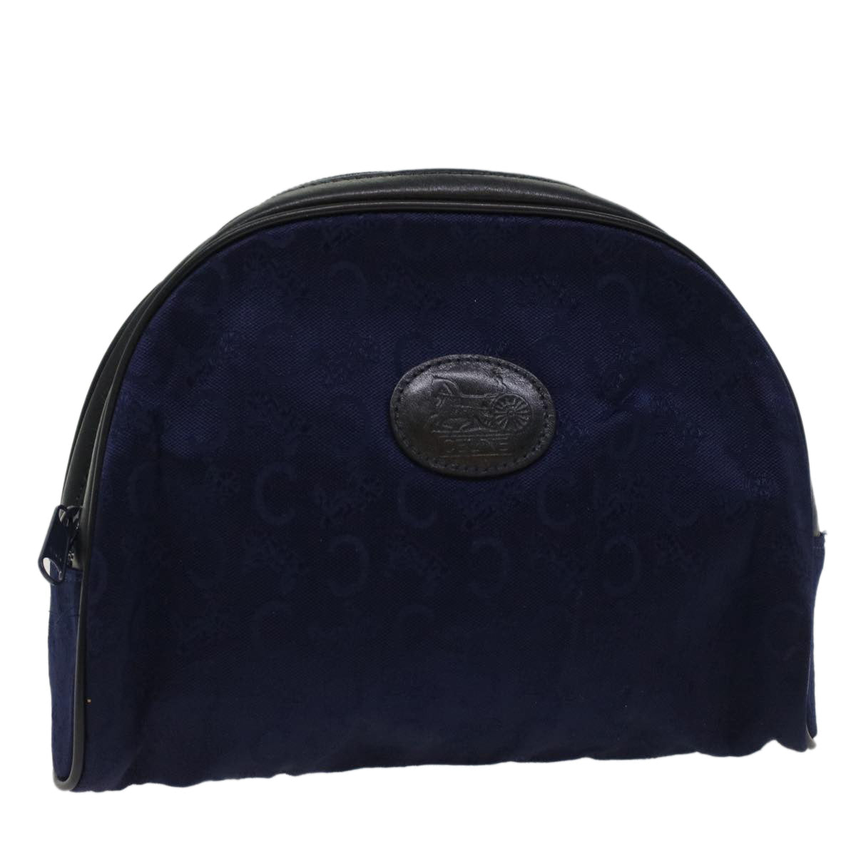 CELINE C Macadam Pouch Canvas Navy Black Auth ac2167